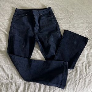 Navy blue corduroy flare legged jeans. Size L. Shein brand.